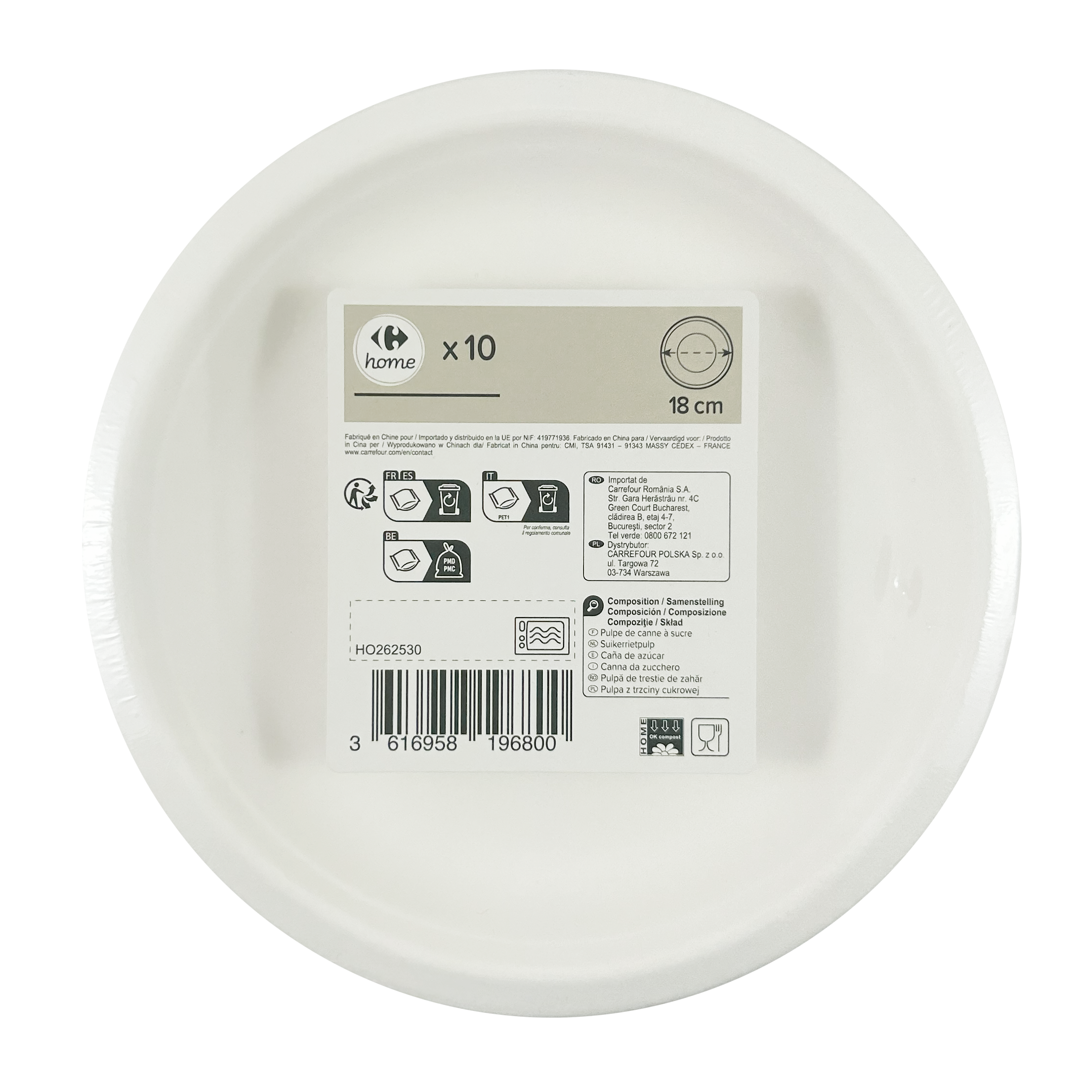 Assiette canne à sucre Carrefour MDD